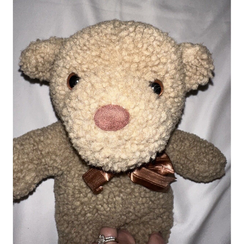 Vintage Plush Teddy Bear Brown 14 inch Unbranded Bow